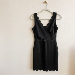 Small | Black | Mini Dress | Scalloped Edge Detail